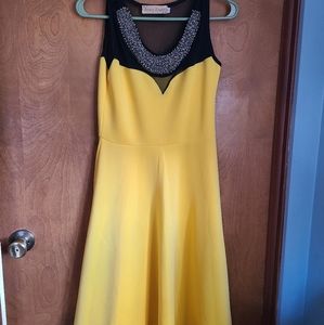 🦩3/$30 Jessica Taylor NYC Yellow and Black Cocktail Dress - Size Large NWOT
